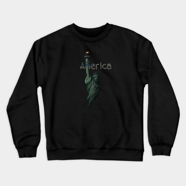 Patriotic, Statue of Liberty, USA Flag Crewneck Sweatshirt by KZK101